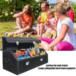 metreno Car Storage Organizer Car Truck Cargo Boot Tool Box for Travelling Picnic(Black) Trunk Organizer image 5