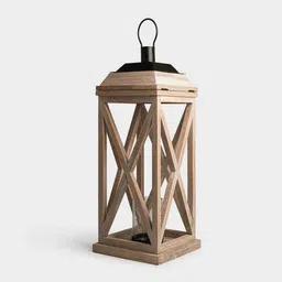 ireka homes Selena Acacia Wood Lantern with Glass image 3