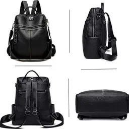spinsell Medium 24 L Backpack Women's Leather Backpack Casual Shoulder Bag for Everyday Use image 2