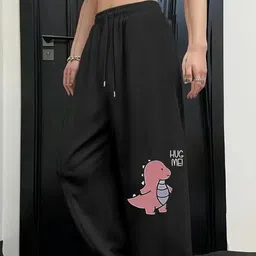 lugrantha Women Printed, Graphic Print Black Track Pants-picture-14