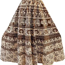 chandrawat Women Animal Print Flared Beige Skirt image 2