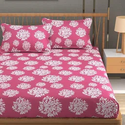 anand creative store Cotton Double, King, Queen Fitted (Elastic) 244 TC Floral Bedsheet-picture-34