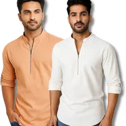 mahiran Pack of 2 Men Solid Pure Cotton Straight Kurta-picture-35