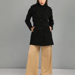 honnete 100 % Polyester Solid Coat For Women image 1
