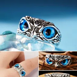 J.S ENTERPRISES Unisex Silver-Toned Owl Motif Stainless Steel Finger Ring-picture-24