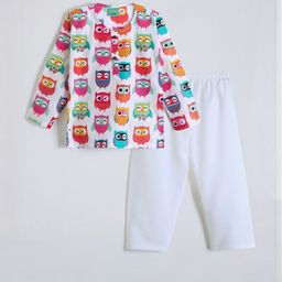 Hopscotch Boys Owl Printed Cotton T-Shirt And Pyjama Night suit-picture-20
