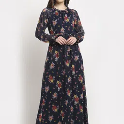 La Zoire Floral Print Georgette Maxi Dress-image-28