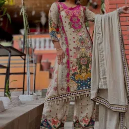 NKV Women Ethnic Motifs Printed Regular Kurta with Palazzos & With Dupatta image 5
