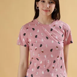 V-Mart Women Printed Slim Fit T-shirt-image-25