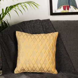 MONKDECOR Set Of 5 Yellow Velvet Square Cushion Covers image 2
