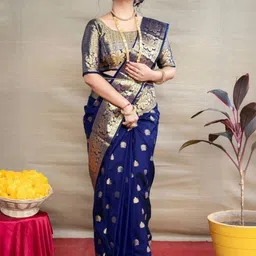 G R K Fashion Textile Ethnic Motifs Zari Silk Blend Saree-picture-14