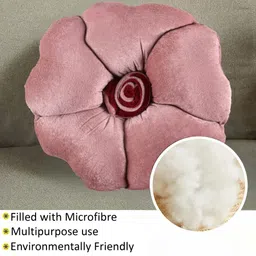 Aura Pink 2 Pieces Rose Shape Microfibre Plushie Pre-Filled Cushions image 5