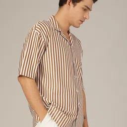 DENNISON Men Striped Drop-Shoulder Oversized Casual Shirt image 3