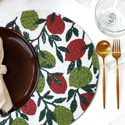 ANA 5 Pcs Green & Maroon Printed Cotton Table Placemats image 2