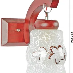 1ST TIME White & Maroon Textured Wood Traditional Wall Lamp image 2