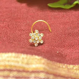 SHREEVARAM Gold-Plated Cubic Zirconia Ring Nosepin-picture-25