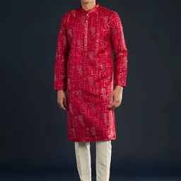 KALKI Fashion Men Regular Mirror Work Kurta with Pyjamas-picture-20