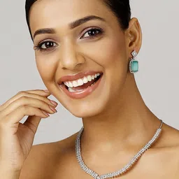 TRINK Rhodium-Plated American Diamond Studded Jewellery Set image 5