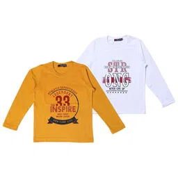 NeuVin Kids Pack Of 2 Typography Printed Round Neck T-shirts-picture-34