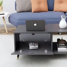 HEXA RED Grey Textured Wooden Rectangle Coffee Table image 3