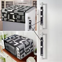 E-Retailer 4-Pcs Black & Grey Printed Appliance covers-picture-22