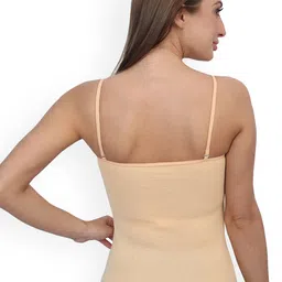 Glamoras Pack of 2 Padded Adjustable Strap Camisoles GL-CAMISOLE-2028-BEIGE-WHITE-M image 5