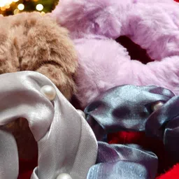 CHANDERKASH Set Of 4 Beaded & Soft Fur Hair Scrunchies image 5