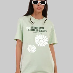 Underrated Club Women Floral Printed Drop-Shoulder Sleeves Bio Finish Pockets T-shirt-image-28