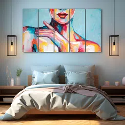 The Castle Decor Blue & Orange 5 Piece Wood Other Wall Paintings-image-21