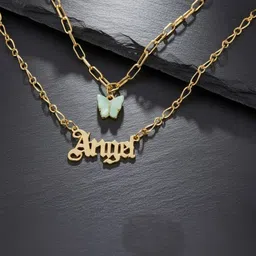 Zaphariq Gold-Plated Double Layered Butterfly Angel Necklace-picture-11