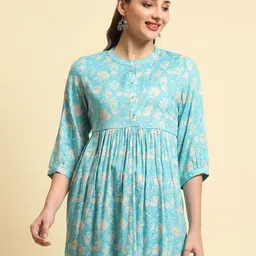 Shree Liva Mandarin Collar Printed Tunic image 1