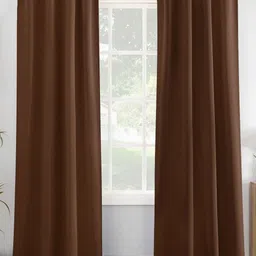 HOMEMONDE Brown 2 Pieces Black Out Door Curtains-image-82