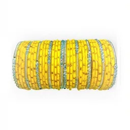 Only Offers Yellow Glass Artificial Stones & Beads Bangle-picture-25