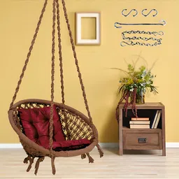 Swingzy Brown Hammock Hanging Swing With Cushion-image-90