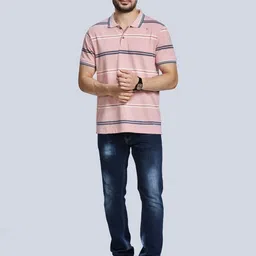 BE POSITIVE Men Striped Polo Collar T-shirt image 4