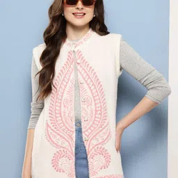 BAESD Women Self Design Woollen Cardigan-image-27