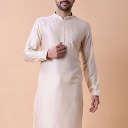 MAAHI FABS Embroidered Mandarin Collar Pure Cotton Kurta With Pyjamas image 5