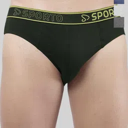 Sporto by Macho Men Pack Of 4 Pure Cotton Basic Briefs Sporto_M1010-A1-Dnm1-G1-Olv1-S-image-72