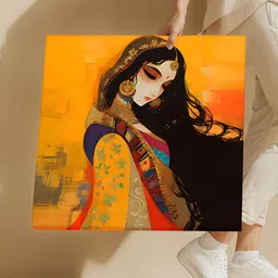 Myntra Elegant Homes Yellow & Red Single Piece Canvas Floral and Botanical Wall Paintings image 3