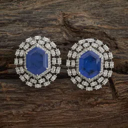 Kushal's Fashion Jewellery Rhodium-Plated Circular Shaped Cubic Zirconia Studs-picture-37