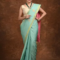 HELLA FASHIONS Ethnic Motifs Printed Zari Saree-picture-19