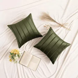 Khooti Green & Orange Set of 3 Striped Square Cushion Covers-image-22