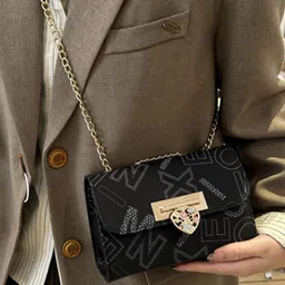 HAUTE SAUCE Women's Black Solid Sling Bag image 3