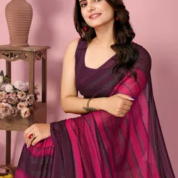 LeeliPeeri Designer Striped Embellished Saree With Blouse Piece image 2