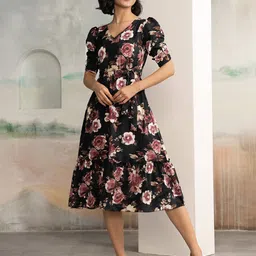 Moda Rapido Women Cotton Floral Printed Fit & Flare Dress image 5