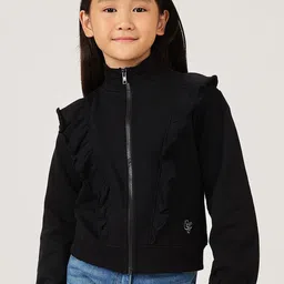 One Friday Girls Solid High Neck Long Sleeves Sweatshirt-picture-51