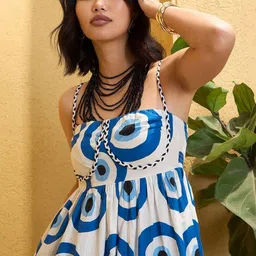 The Roadster Lifestyle Co Printed Cotton Square Neck Fit & Flare Midi Dress image 3