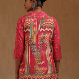 Soch Women Abstract Printed Mandarin Collar Tunic image 2