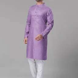 JUGG JUGG JEEYO Self Design Mandarin Collar Straight Kurta & Pyjamas image 5