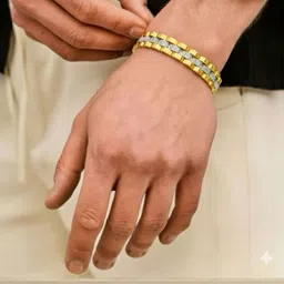 RKB Sales Men Stainless Steel 18K Gold-Plated Link Bracelet image 2